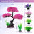 Aquarium Decor Artificial Plastic Pink Cherry Blossom Tree & Grass