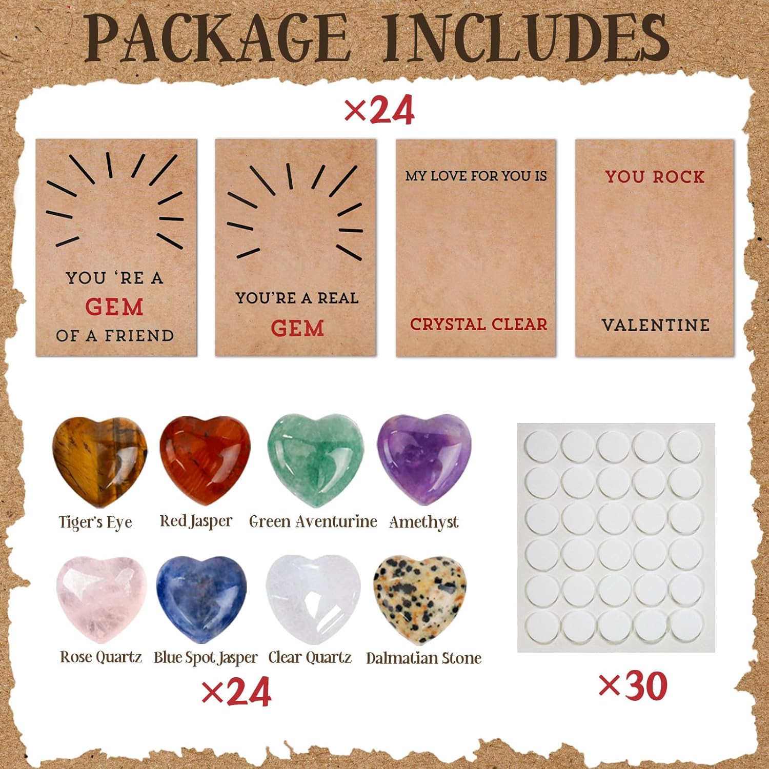Valentines Day Gifts for Kids 24 Pack Valentines Cards with Heart-Shape Crystals