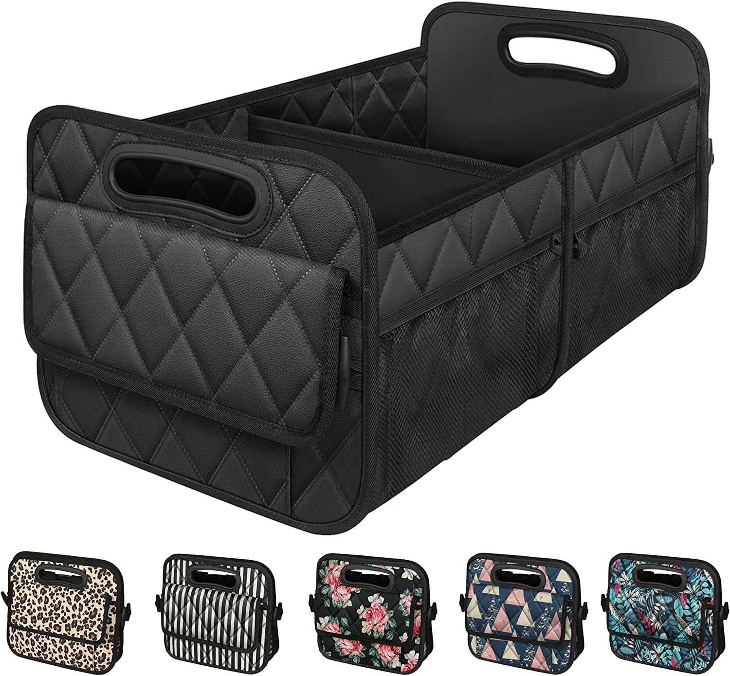 Organizer Car Trunk Storage Bag with 6 Big Pocket (Medium, Black)