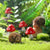 Garden Accessories Resin Hedgehogs and Wood Mushroom Animals Figurines (6 Pieces)