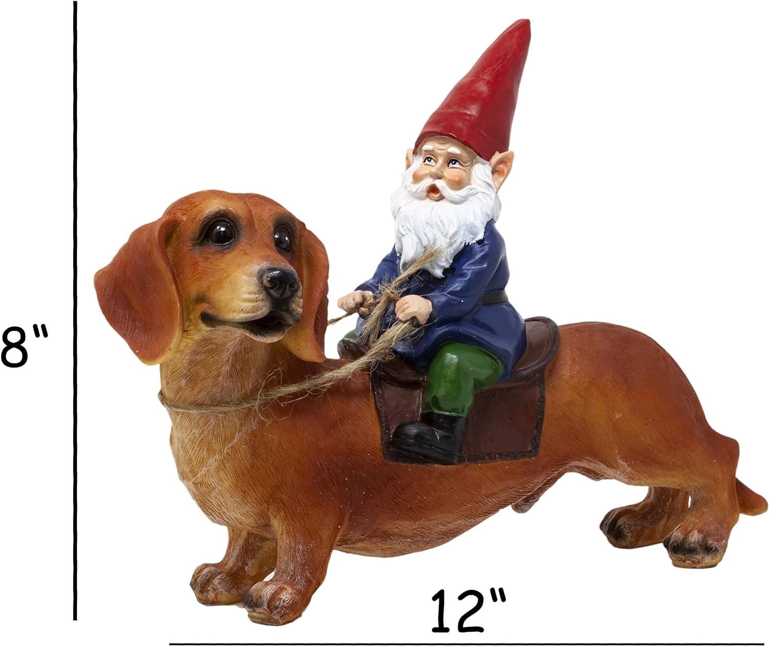 Gnome and a Dachshund Garden Gnome Statue for Patio, Yard or Lawn