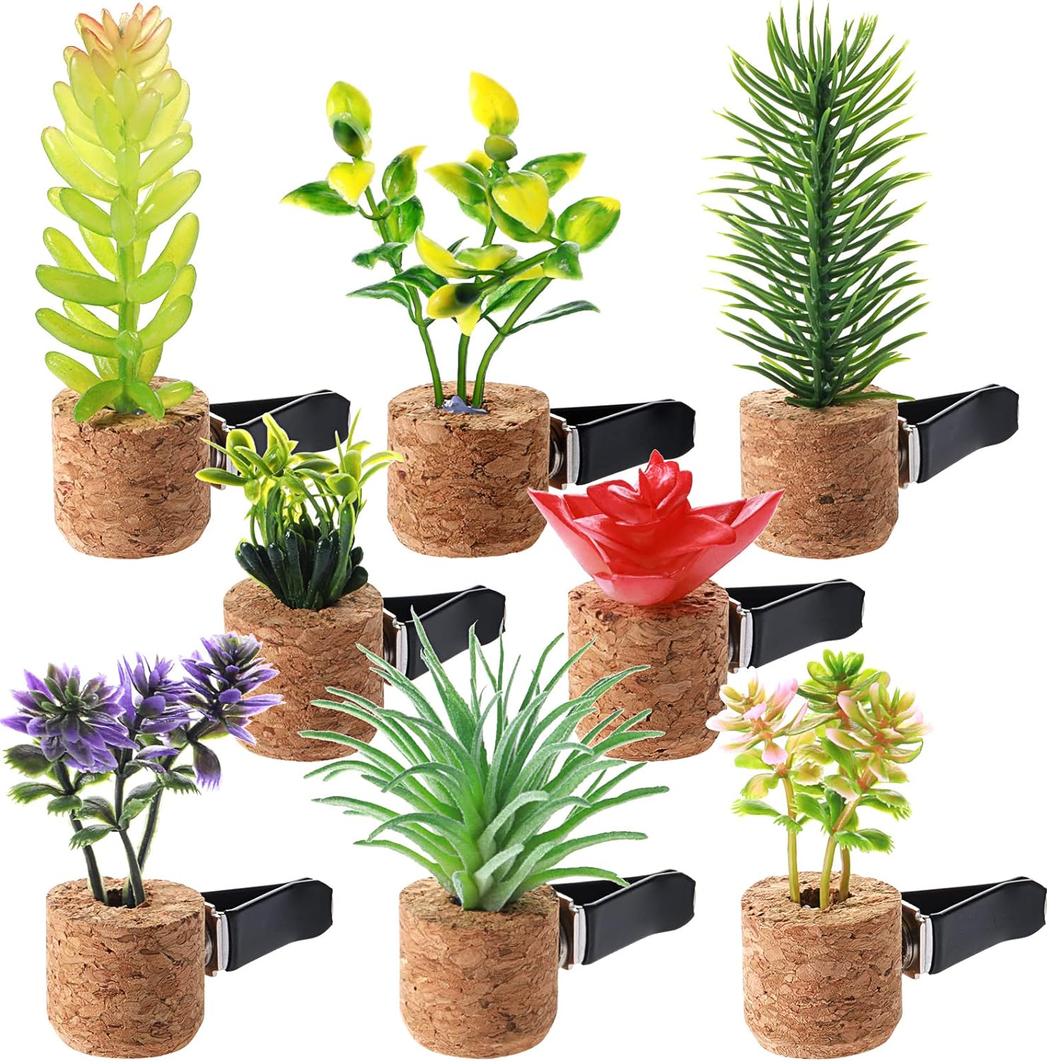 Artificial Plant Air Vent Clips 8 Packs with Essential Oil Mini Sprayer Car Plant Vent Decor