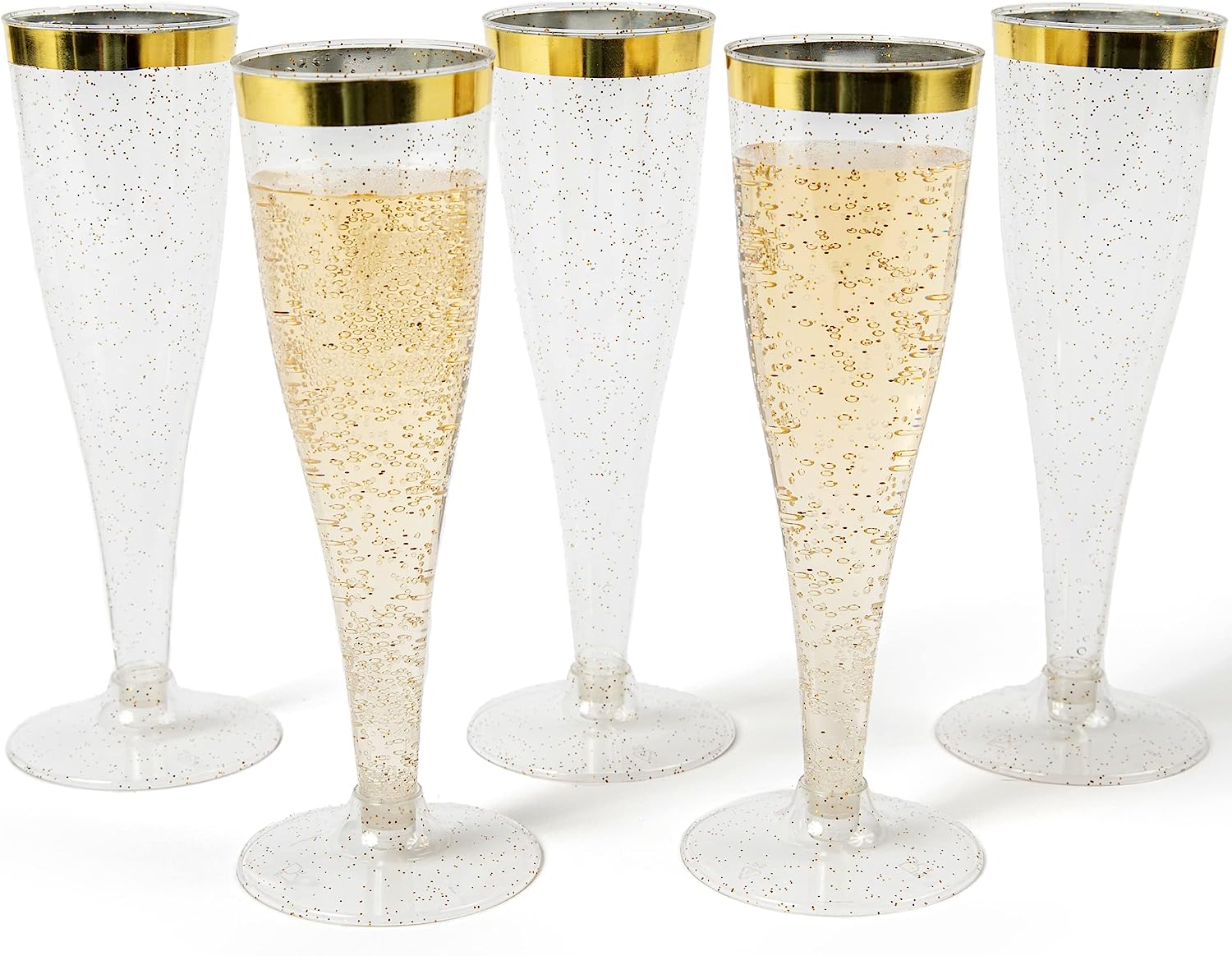 Plastic Champagne Flutes Disposable, 24 Pack Plastic Champagne Glasses for Parties, New Years Eve Party Supplies