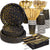 Black and Gold New Year Eve Party Supplies, 350 Pieces Disposable Dinnerware Set