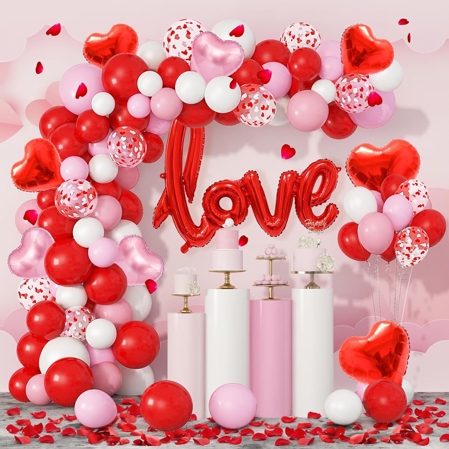 Valentine's Day Balloon Garland Arch Kit 260 Pieces, 42" Love Foil Balloons for Valentine's Day