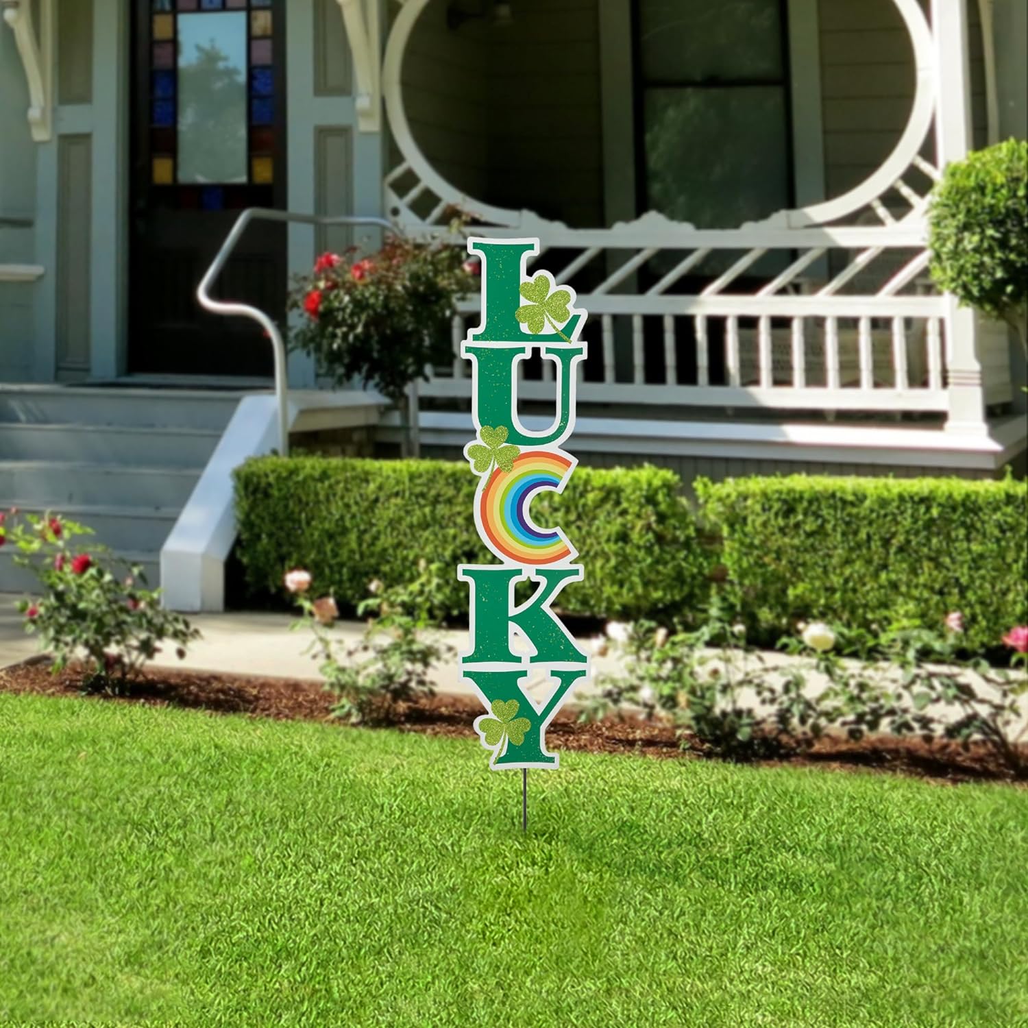 Lucky St. Patrick's Yard Sign Decoration 42" with Stakes for Home Party Yard Lawn Patio Outdoor