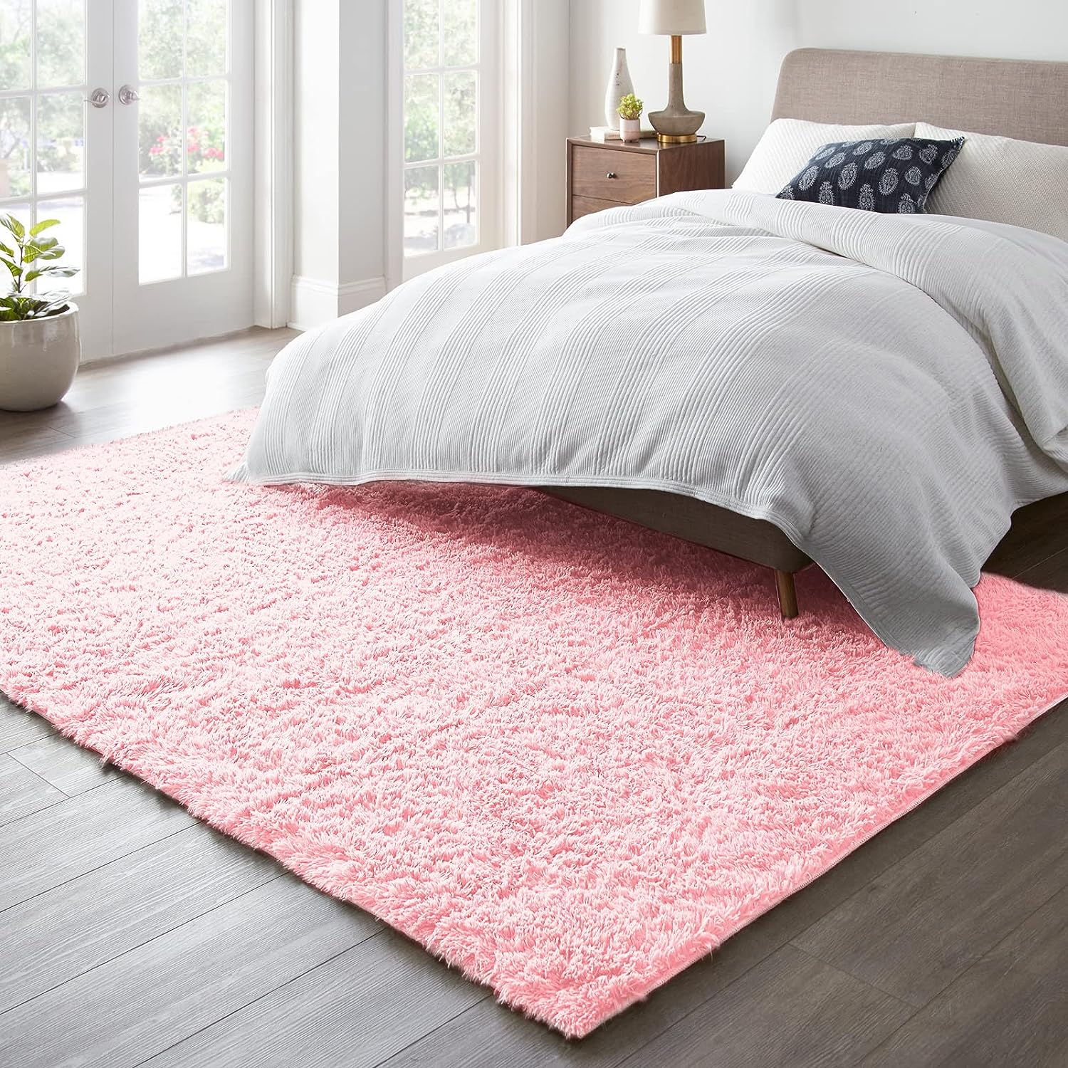 Fluffy Soft Shag Rugs Carpet 5' x 8' for for Kids Boys Girls Dorm Nursery Home Decor Aesthetic, Pink