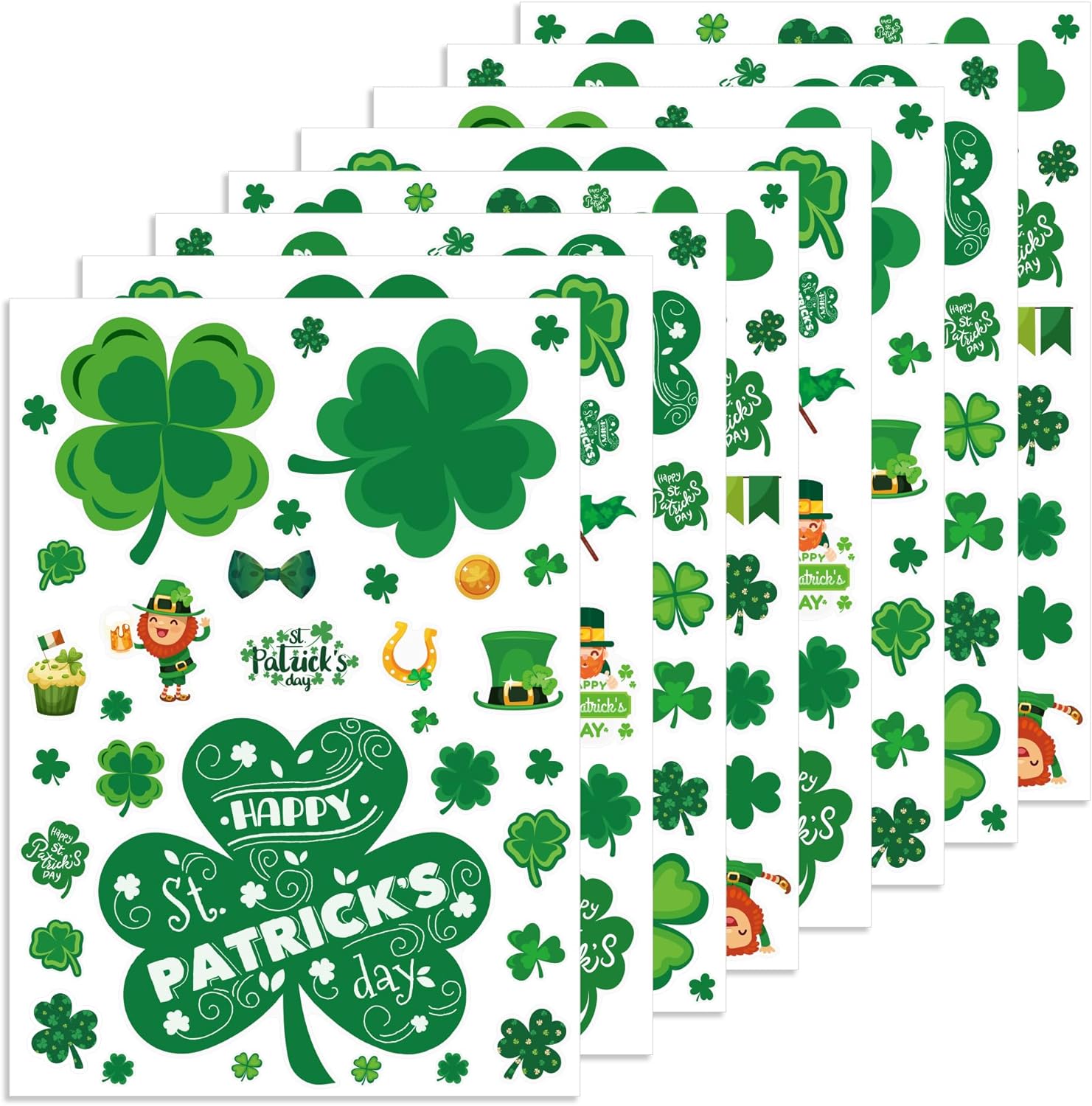 St. Patrick's Day Window Clings 272 PCS Shamrock Stickers for Glass Decoration