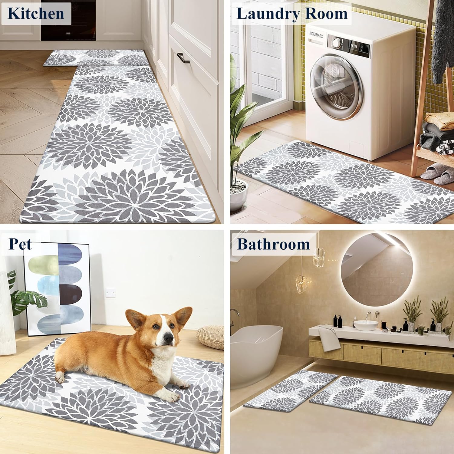 Kitchen Rug 2 Pack Waterproof Non Slip Kitchen Mats for Kitchen