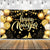 Happy New Year 2024 Decorations, 72" x 44" New Year Banner (Glitter Black and Gold)