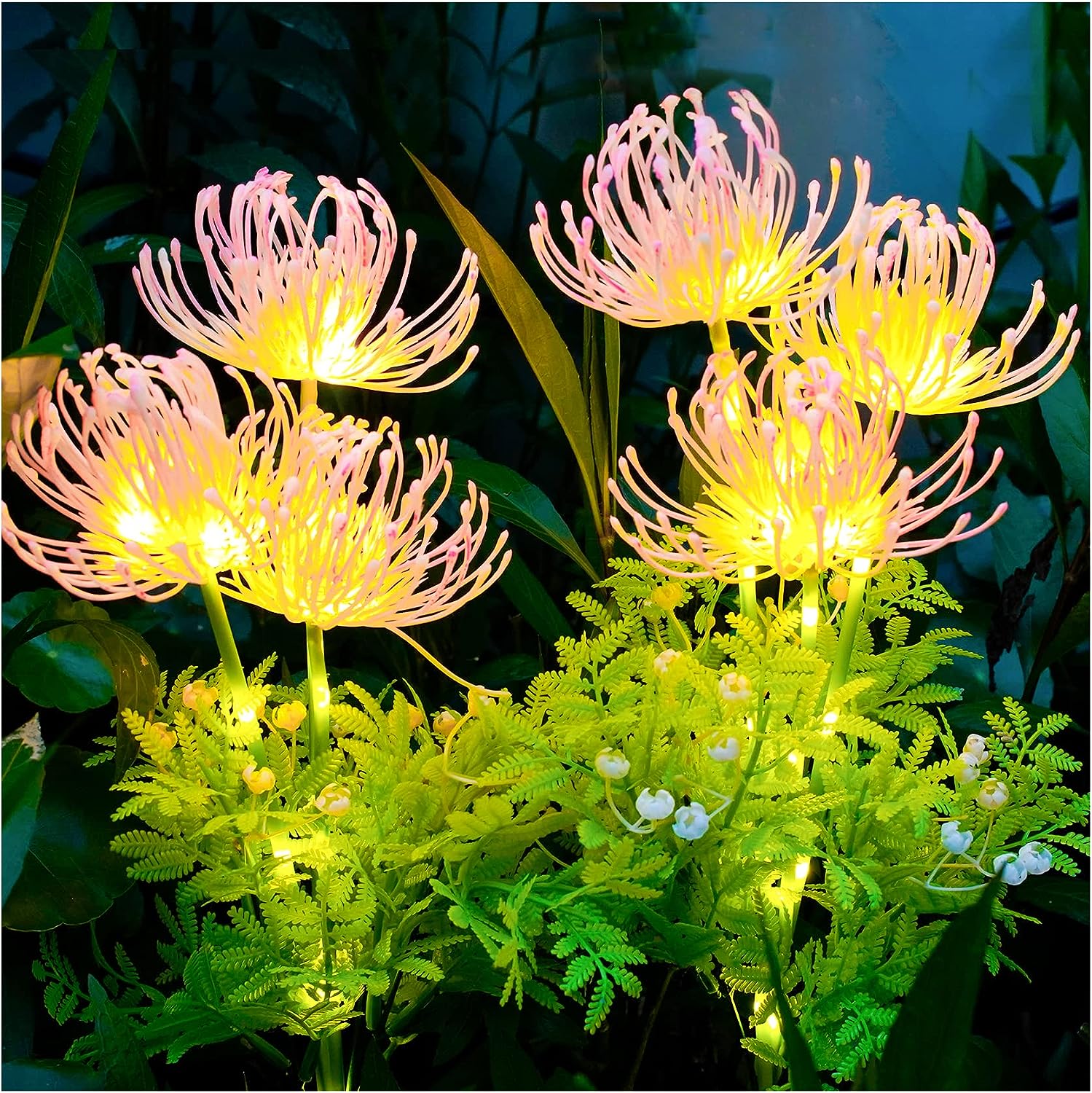 Solar Flowers Lights with Glowing Flowers & Stems Solar Lights Outdoor for Garden Decoration  (2 Pack)