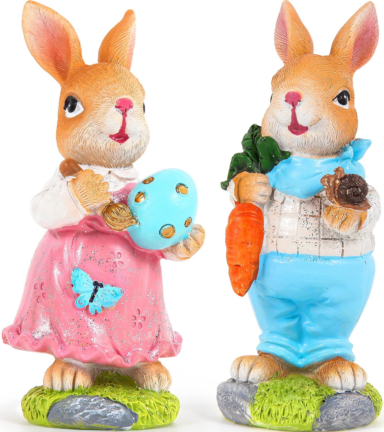 Resin  Easter Bunny Decorations for The Home Spring Easter Table Decor 2PCS for Gift Easter Party Home Indoor Decor