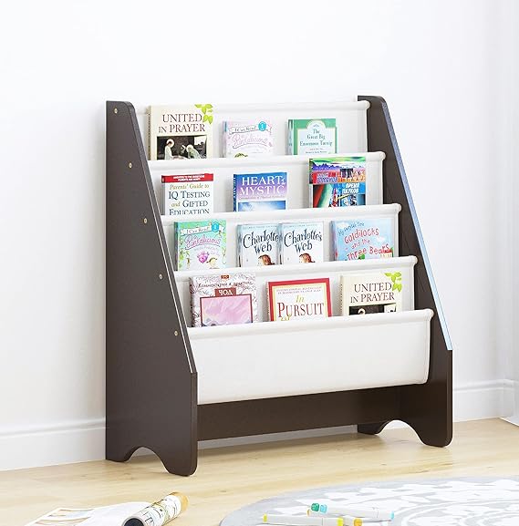 Kids Magazine Rack with Organizer (Espresso)