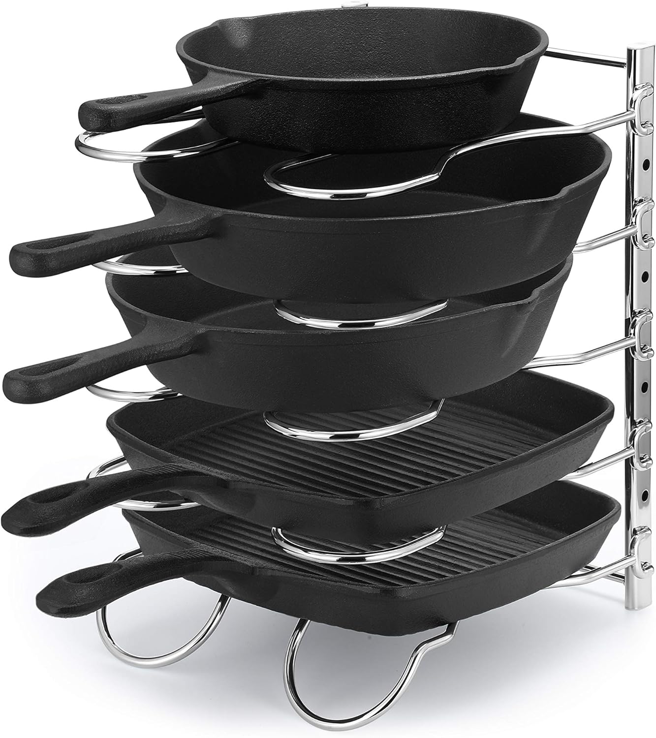 Pot Lid Rack Heavy Duty Pan Rack with 5 Adjustable Dividers