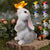 Solar Bunny Statue Decor Changing Lights for Garden