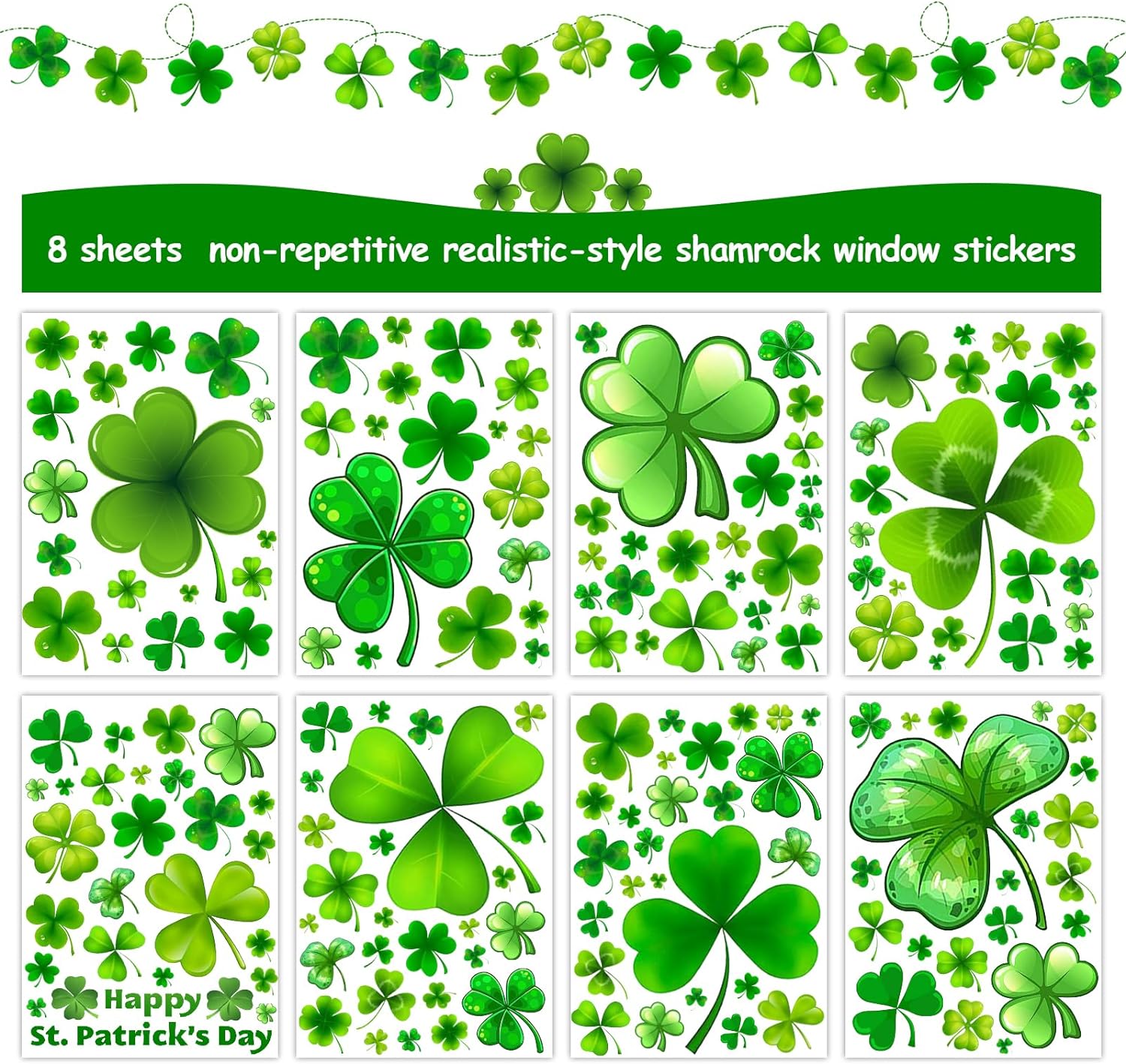 St Patrick's Day Window Clings 150PCS Reusable Static Spring Window Clings Décor