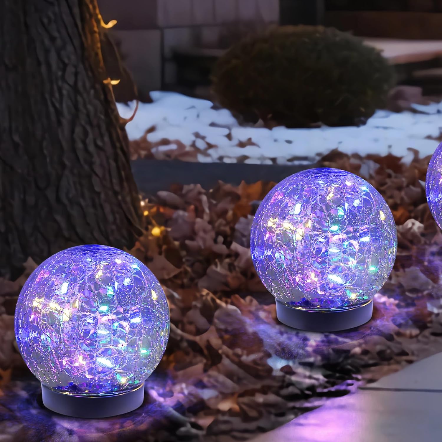 Solar Globe Lights Outdoor Waterproof 2 Pack, Solar Orbs for Lawn Patio Yard Backyard Decorations