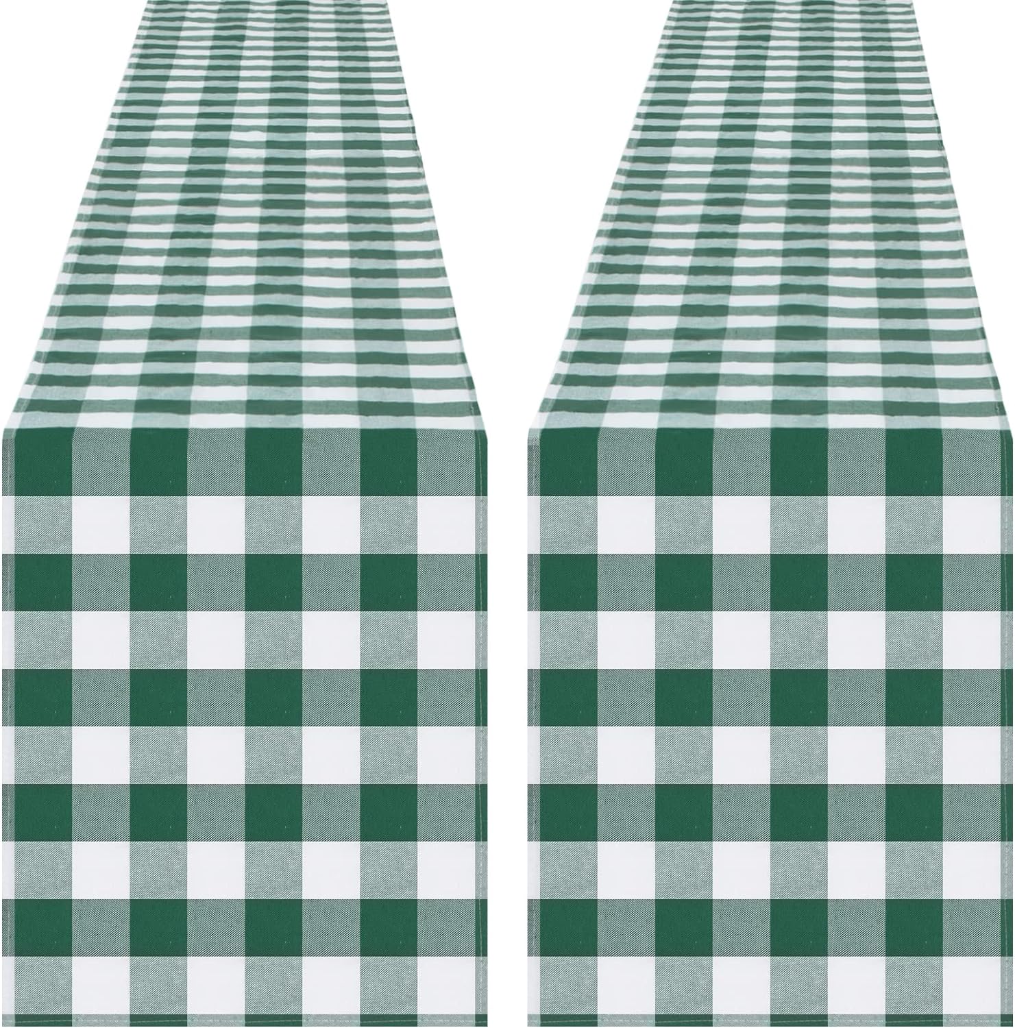 St. Patrick's Day Green Plaid Table Runner 2 Pack (13" x 84") Buffalo Check Table Runner