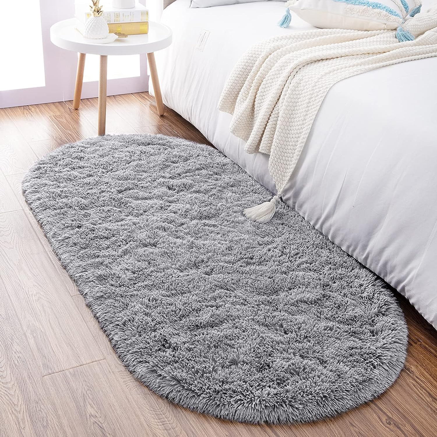 Fluffy Rugs Area Rugs for Bedroom, 2.6' X 5.3', Gray