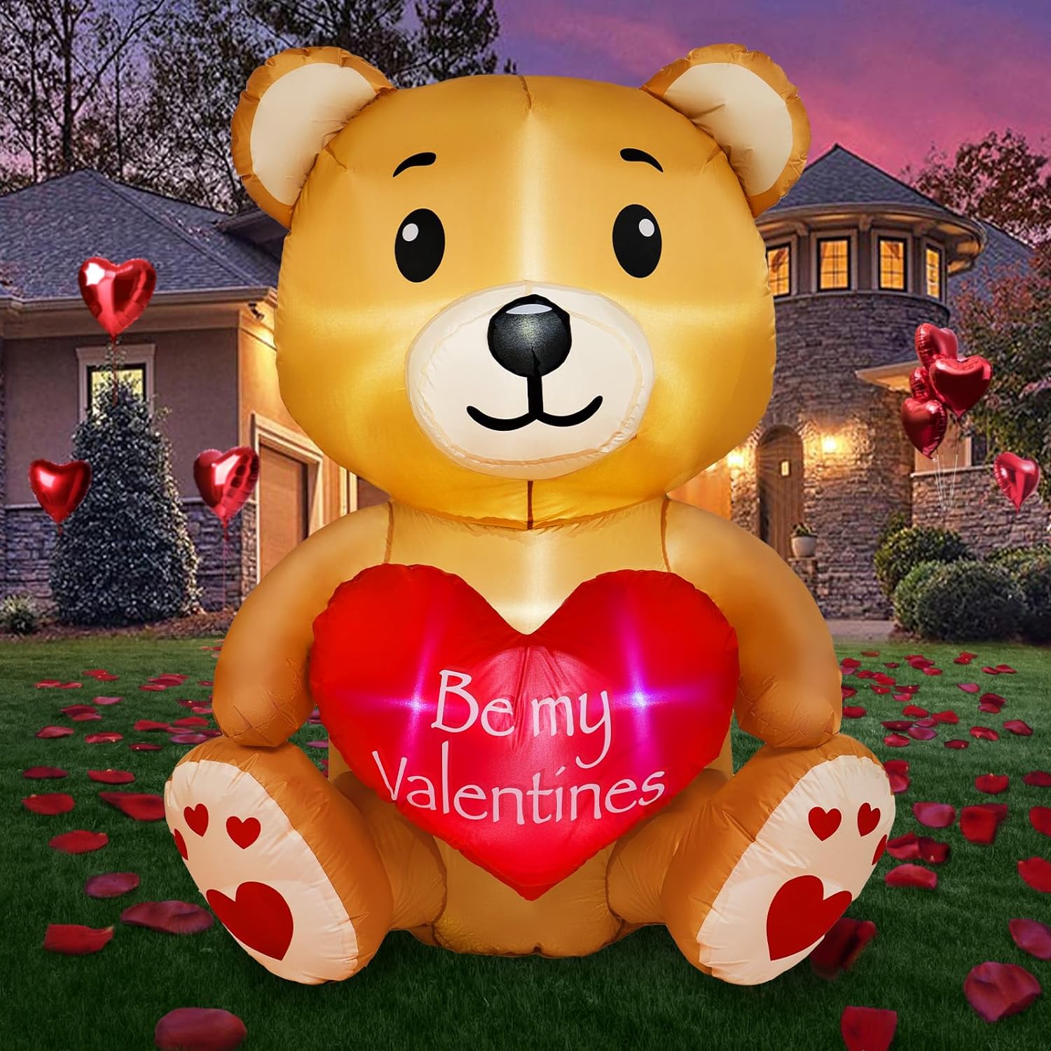 4FT Valentines Day Inflatable Bear Holds Love Heart