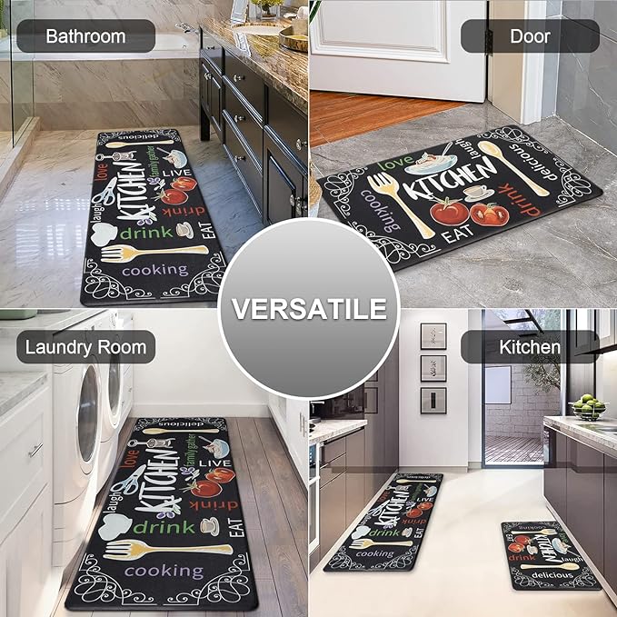 Anti Fatigue Kitchen Mat Set 2 Pieces Non Skid Comfort Standing Waterproof Rugs