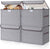 Foldable Storage Bin Cube Organizer Fabric Basket with Flip-Top Lid, 4 Pack, 22QT Basket, Gray