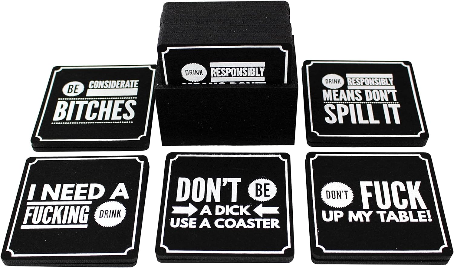 Funny Coasters for Drinks Set of 10 Home Bar Accessories