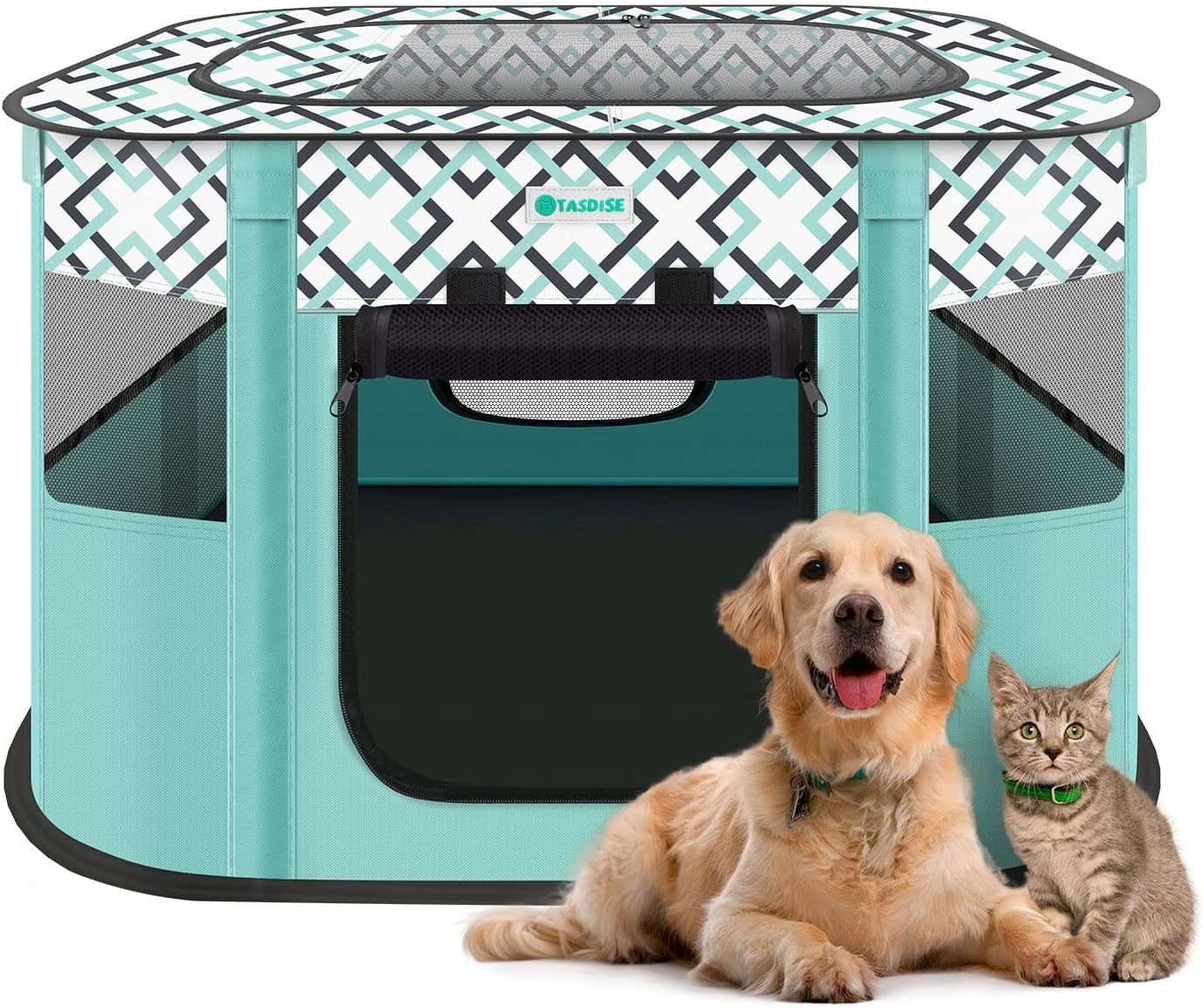 Foldable Portable Pet Playpen Play Tent for Pets, Small, Green
