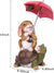 Garden Outdoor Solar Decor Rabbit Statue Sitting on Turtle Holding an Umbrella with String Lights