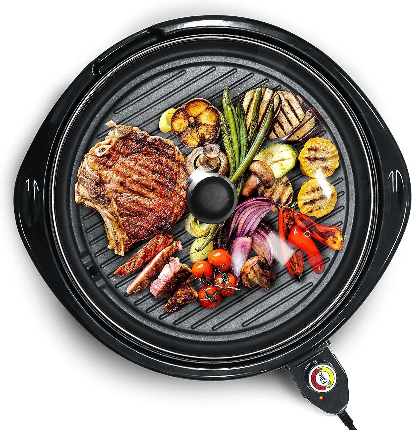 Electric Grill Gourmet Smokeless Indoor BBQ Grill with Glass Lid