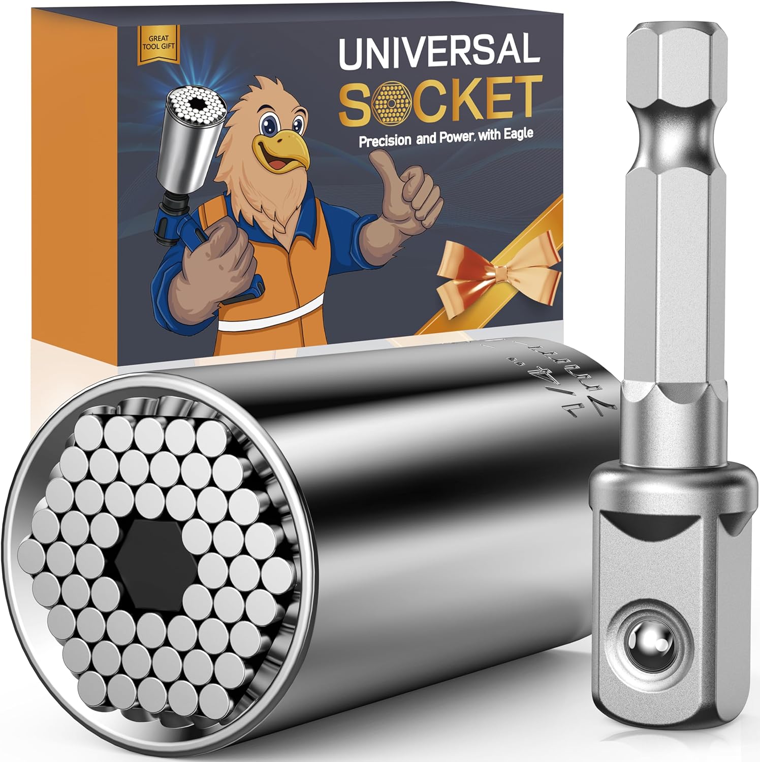 Universal Socket Tool Stocking Stuffers for Men 7-19mm Socket Wrench Set with Power Drill Adapter