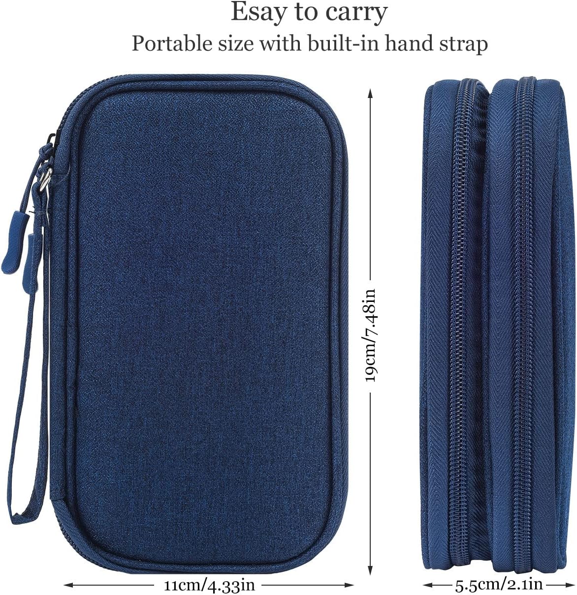 Cable Organizer Bag Accessories Case USB Charger Bag, Navy Blue