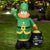 6FT St. Patrick's Day Inflatable Giant Green Leprechaun Holding Shamrock with Pot of Gold with Outer Built-in LED Lights