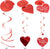 Valentines Day Decoration Kit, 1 Heart Shaped Garland, 2 Tissue Fans, 2 Tissue Poms, 6 Heart String, 8 Double Swirls and 4 Foil Cutouts Swirls and 4 Cardstock Cutouts Swirls