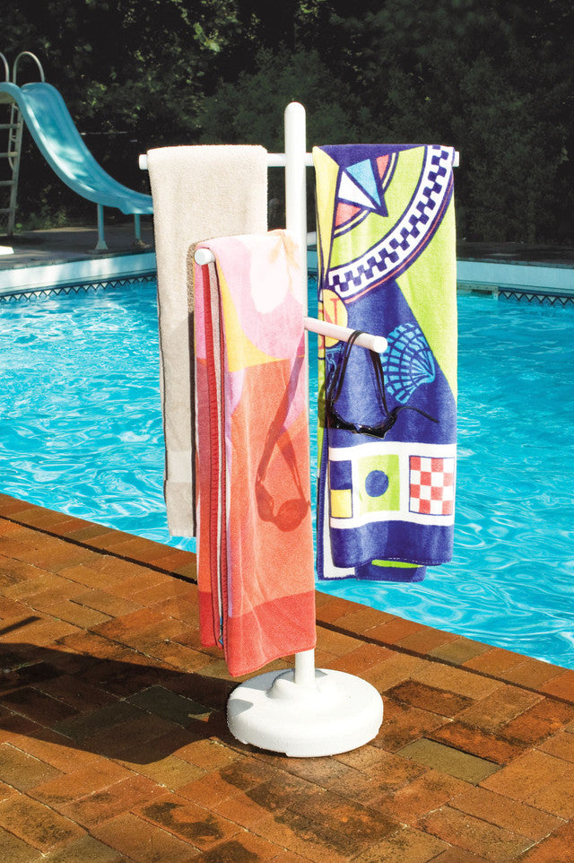 Swimming Pool Towel Rack Poolside Organizer 51&quot; (White)