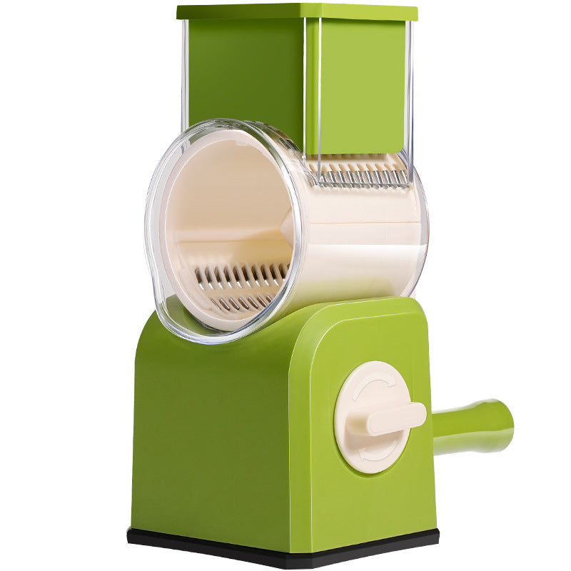 Household Vegetable Cutting Hand Roller Multifunctional Potato Shredder Slicer Grinding, Green