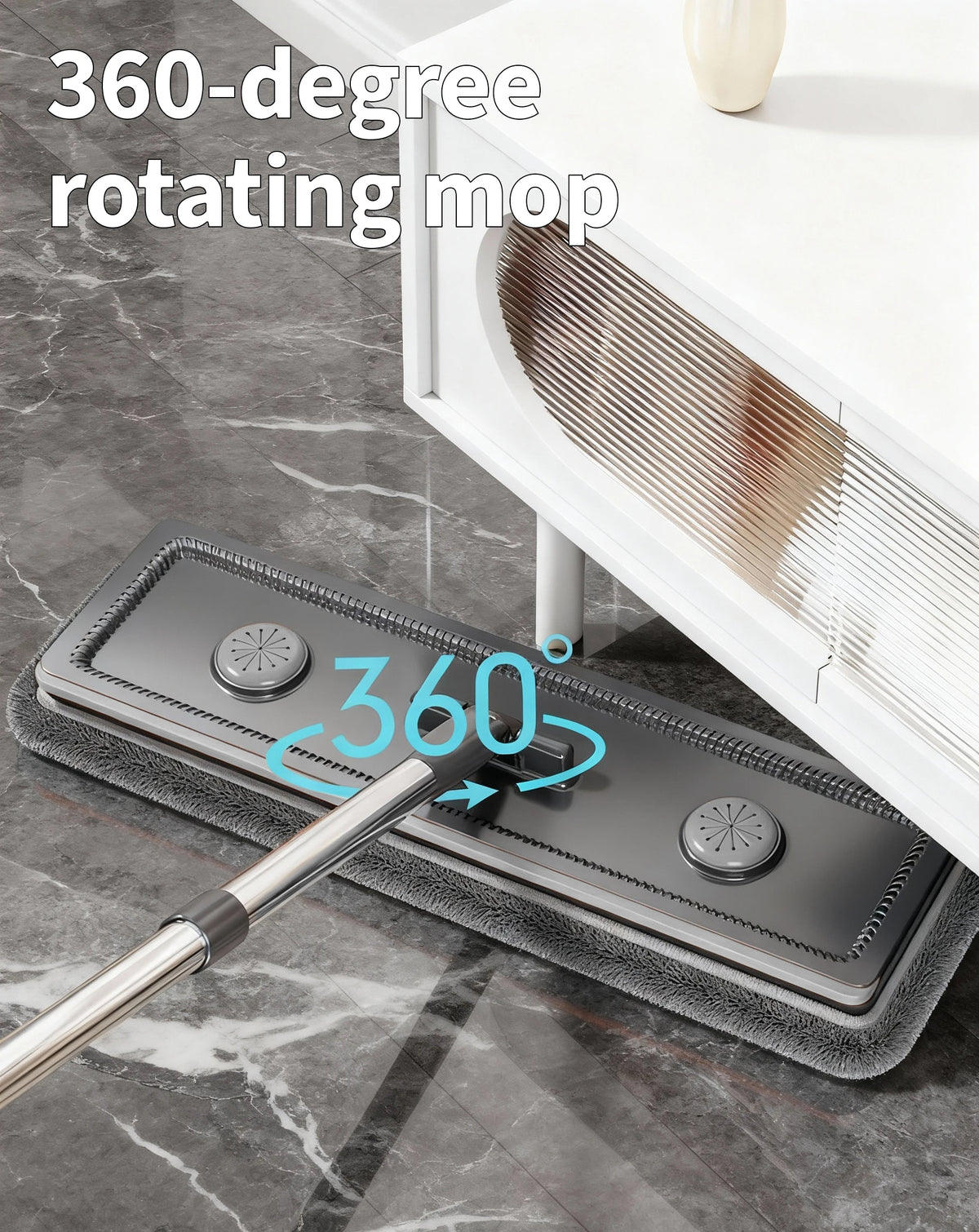 Slim Self-Wringing Flat Mop &amp; Bucket Set – Space-Saving Cleaning System with 2 Washable Microfiber Pads