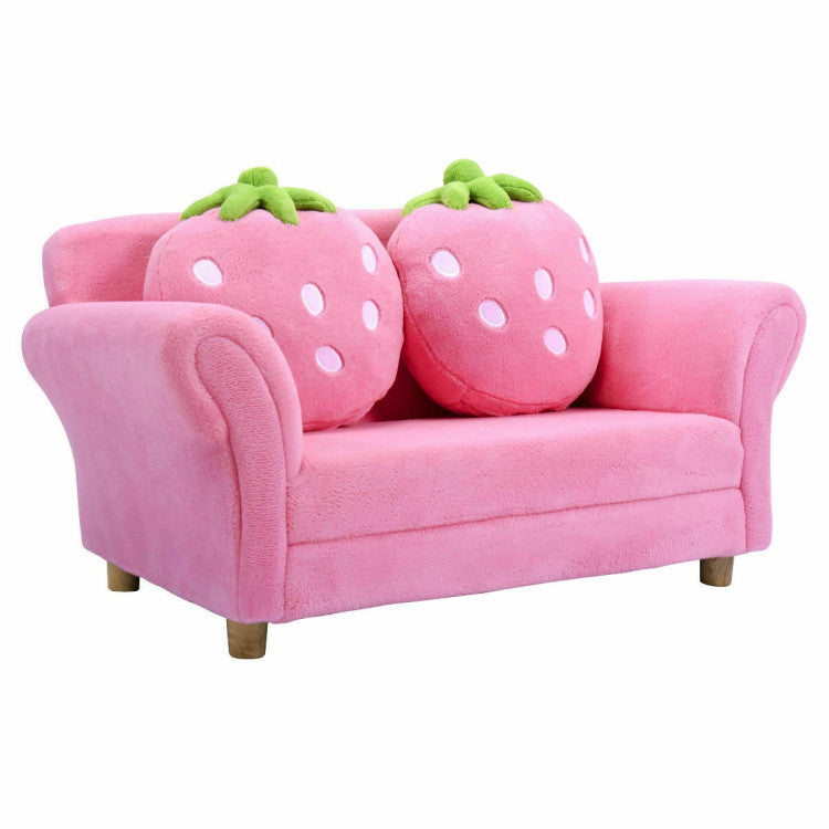 Kids Armrest Chair Strawberry Sofa, Pink