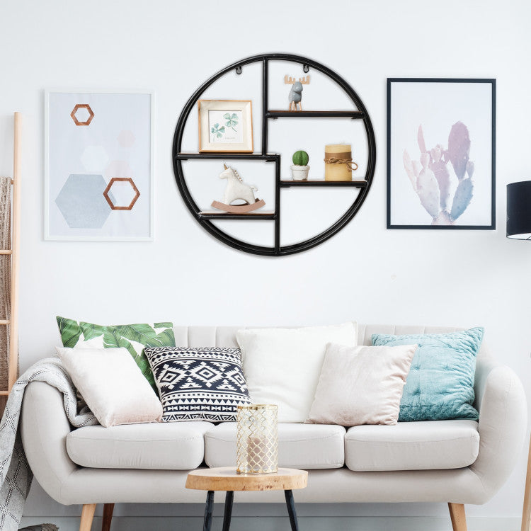 Round Wall Hanging Shelf for Storage and Display