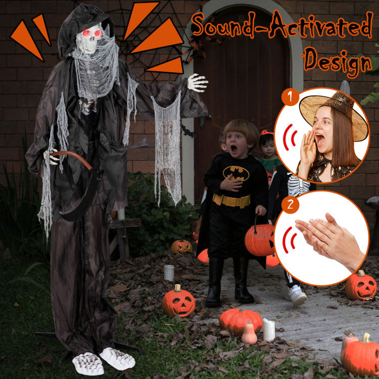 Animated Standing Grim Reaper 8.5 Ft Halloween Decoration