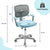 Adjustable Desk Chair with Auto Brake Casters, Blue