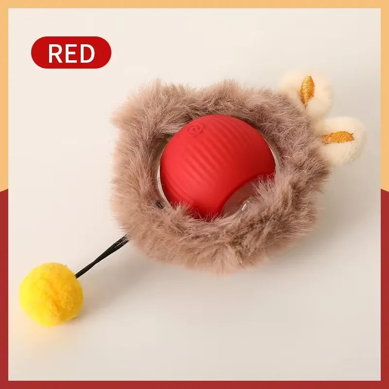 Cat Rolling Plush Ball Cat Toy 1 Piece for Pet Toys (Red)