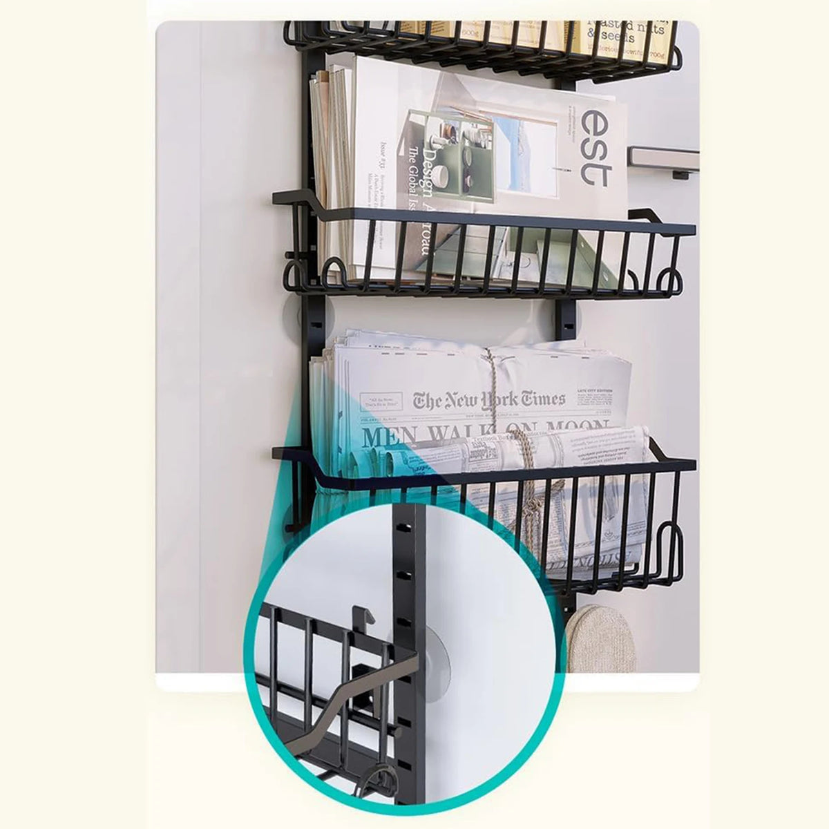 Metal Wall Mount Pantry Organizer 8-Tier Over-the-Door Spice Rack for Cabinets