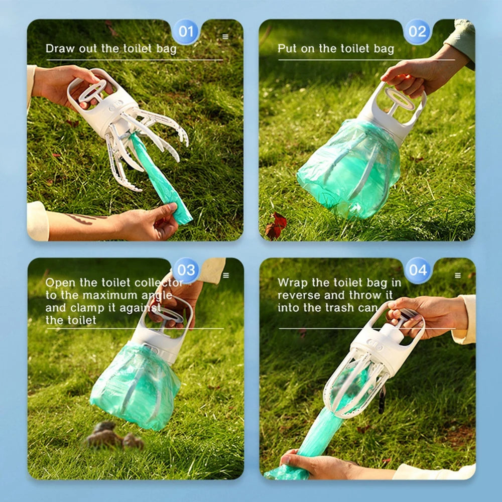 Portable No-Touch Dog Pooper Scooper with 4 Rolls Tool Bags