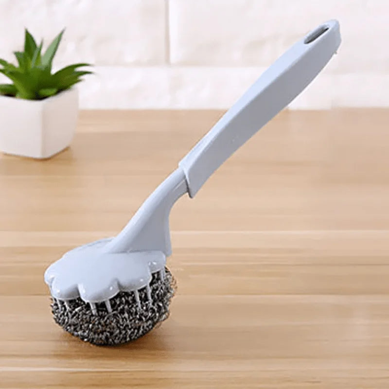 3-Pack Plum Blossom Stainless Steel Scrub Brushes (Chocolate Brown)