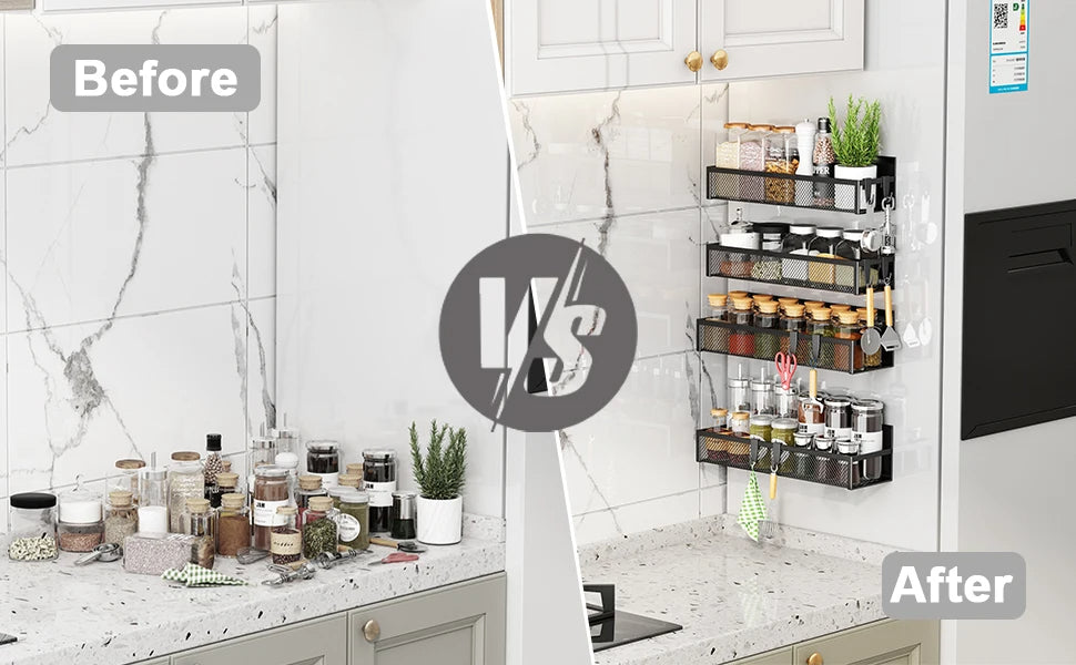 Magnetic Spice Rack Organizer for Fridge Side, 5-Pack