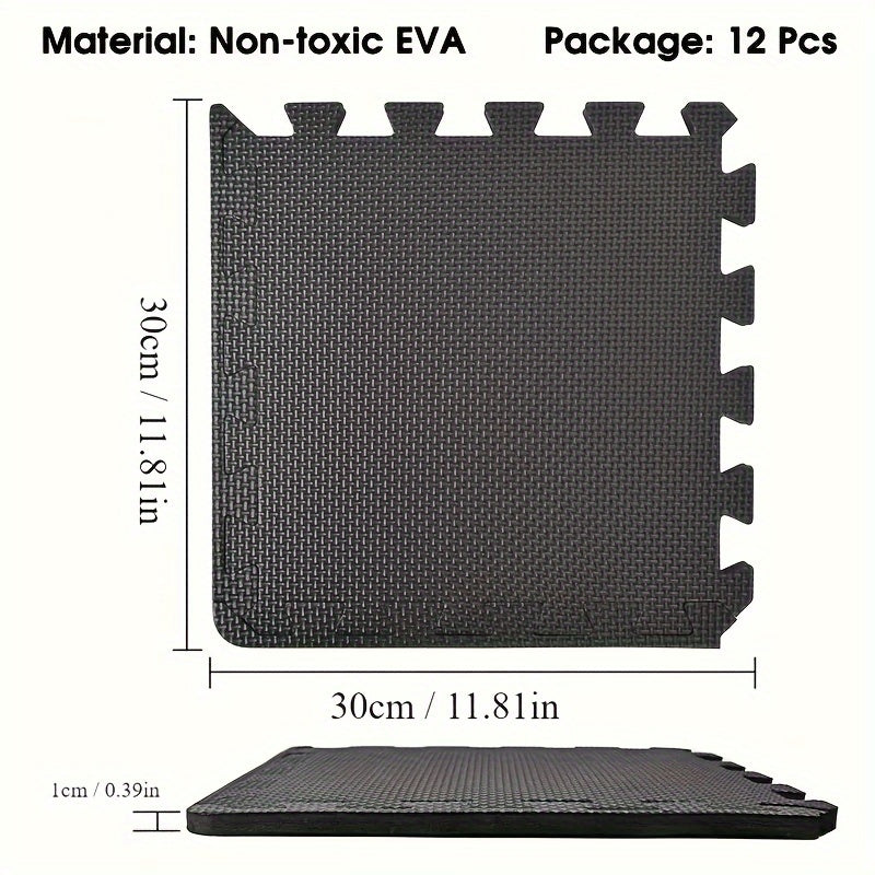 EVA Yoga Mats 12 Pack for Your Home Studio (Black)
