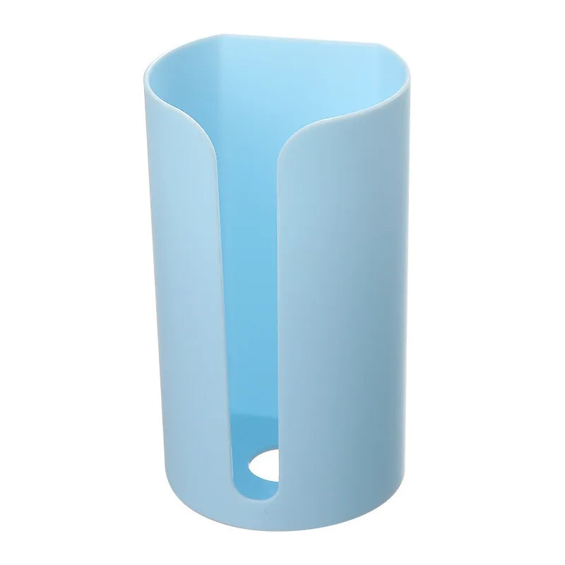 Wall Hanging Nail-Free Plastic Garbage Bag Holder 1 Piece Mounted Trash Bag Storage (Blue)