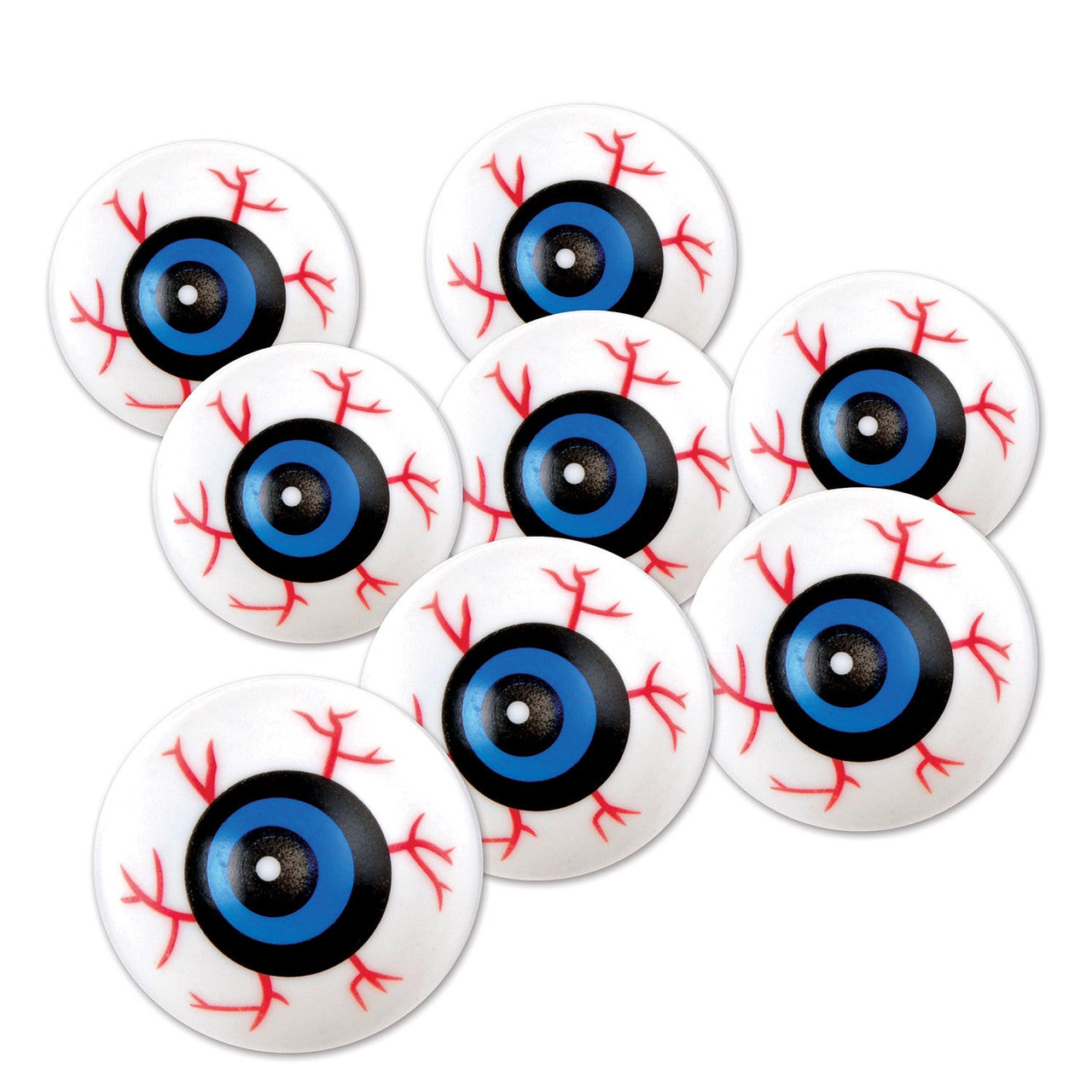 White and Blue Halloween Scary Eyeballs 1.25" Pack of 96