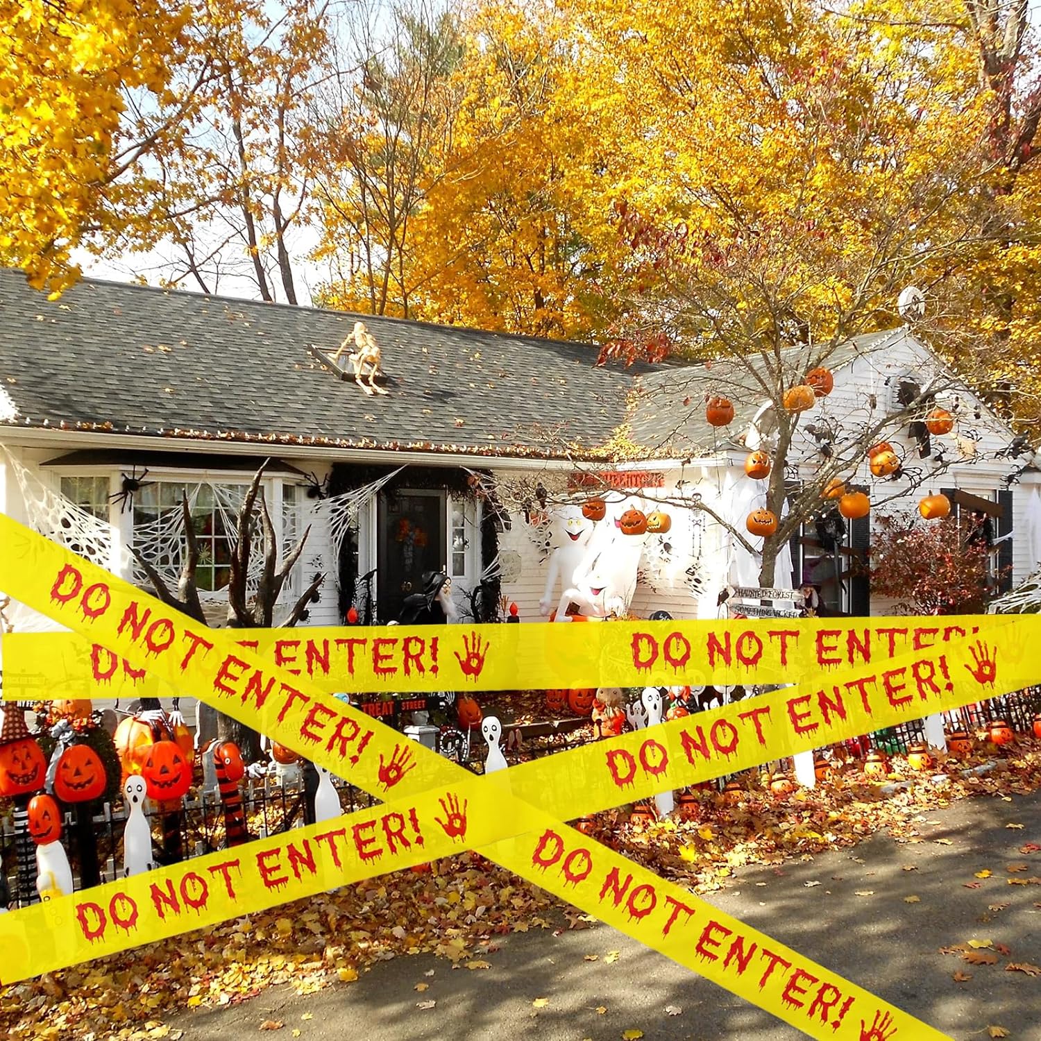 Halloween Decorations Do Not Enter Caution Tape Roll (4.8CM*25M)